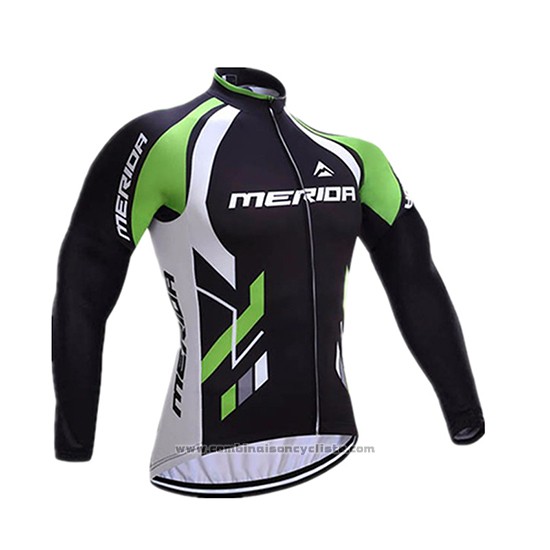 2017 Maillot Cyclisme Merida Noir et Blanc Manches Longues et Cuissard