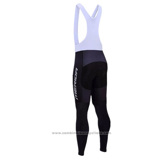 2017 Maillot Cyclisme Merida Noir et Blanc Manches Longues et Cuissard