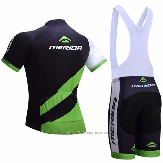 2017 Maillot Cyclisme Merida Noir et Vert Manches Courtes et Cuissard