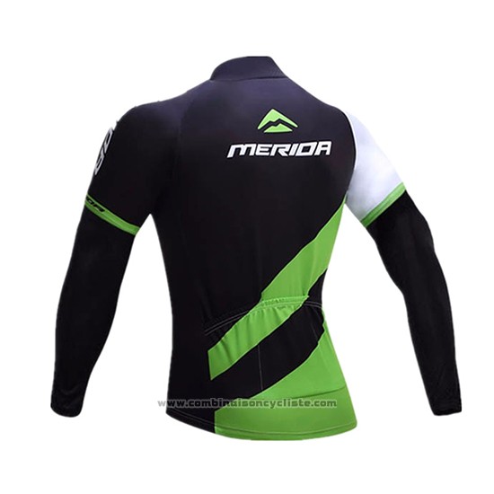 2017 Maillot Cyclisme Merida Noir et Vert Manches Longues et Cuissard