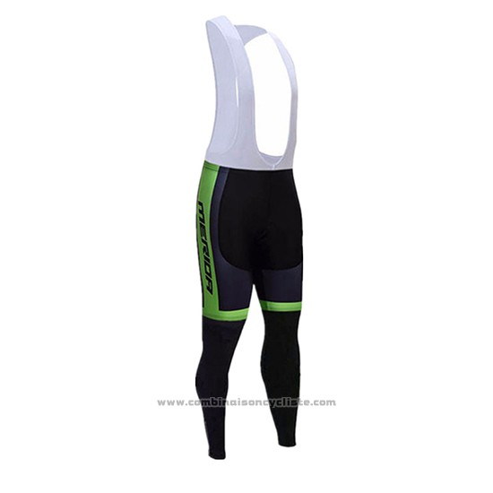 2017 Maillot Cyclisme Merida Noir et Vert Manches Longues et Cuissard