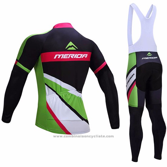 2017 Maillot Cyclisme Merida Rouge et Blanc Manches Longues et Cuissard