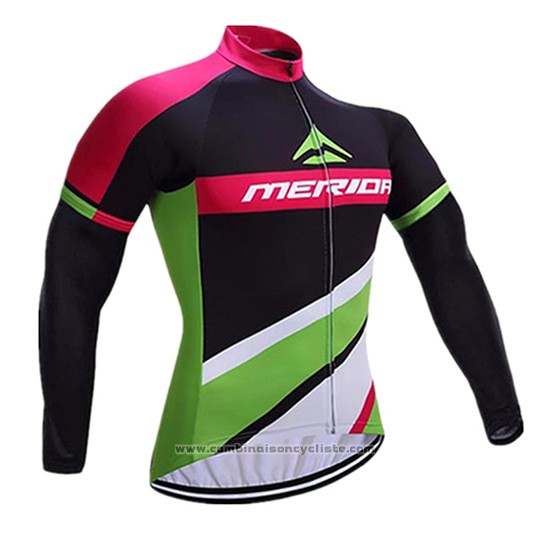 2017 Maillot Cyclisme Merida Rouge et Blanc Manches Longues et Cuissard