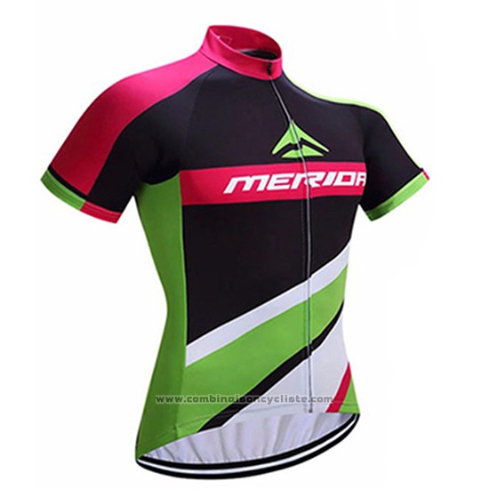 2017 Maillot Cyclisme Merida Rouge et Vert Manches Courtes et Cuissard