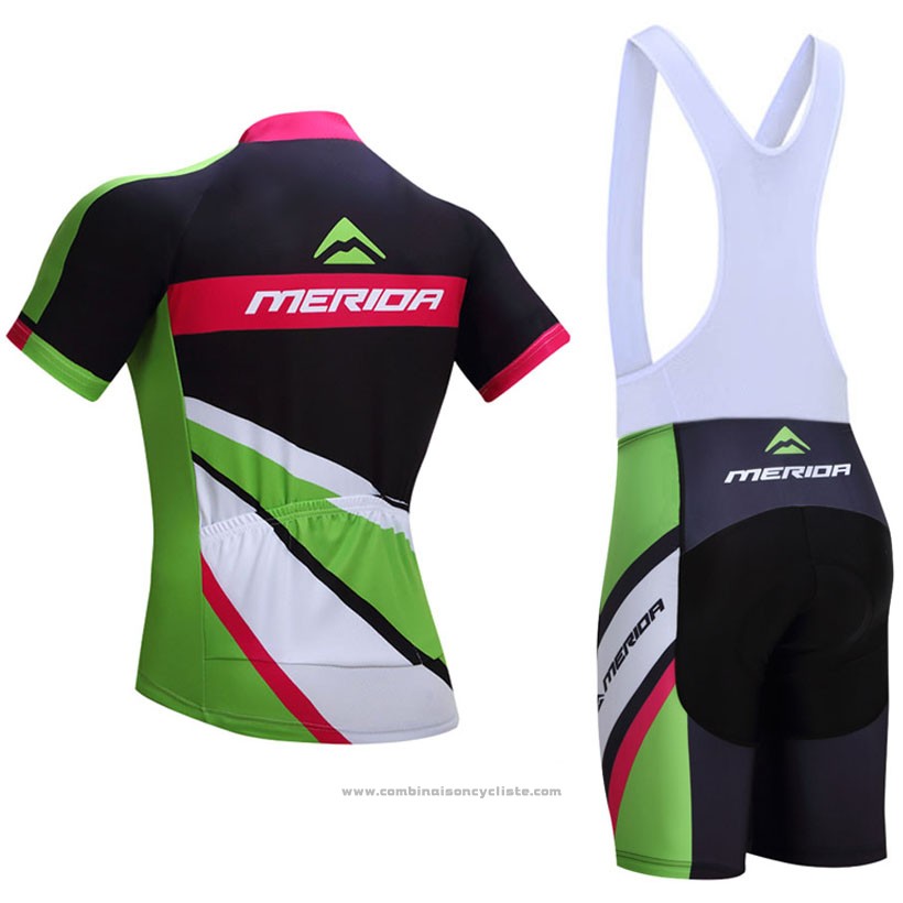 2017 Maillot Cyclisme Merida Rouge et Vert Manches Courtes et Cuissard