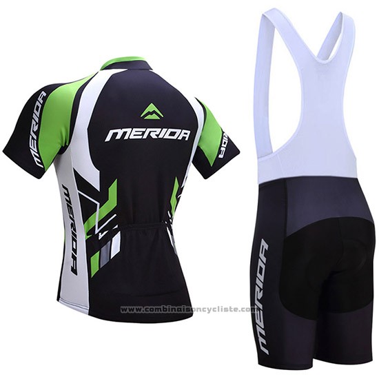 2018 Maillot Cyclisme Merida Noir et Vert Manches Courtes et Cuissard