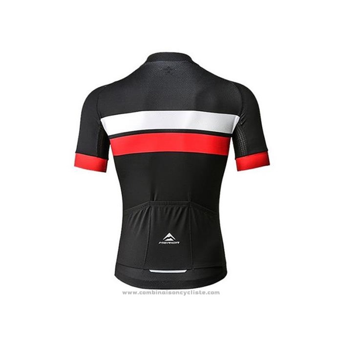 2020 Maillot Cyclisme Merida Noir Blanc Rouge Manches Courtes et Cuissard