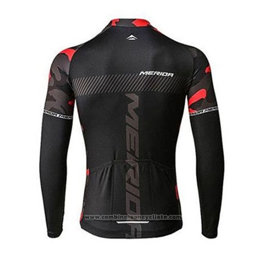 2020 Maillot Cyclisme Merida Noir Rouge Manches Longues et Cuissard