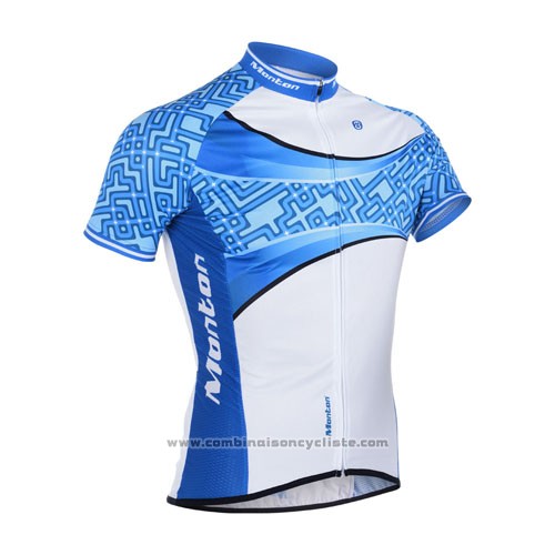 2014 Maillot Cyclisme Monton Azur et Blanc Manches Courtes et Cuissard