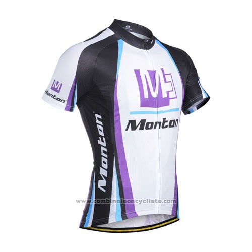 2014 Maillot Cyclisme Monton Blanc et Violet Manches Courtes et Cuissard
