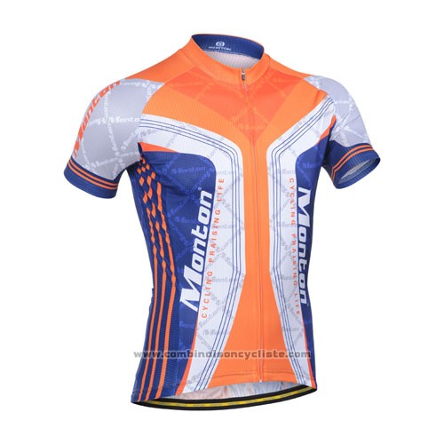 2014 Maillot Cyclisme Monton Bleu et Orange Manches Courtes et Cuissard
