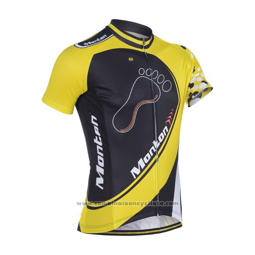 2014 Maillot Cyclisme Monton Jaune et Noir Manches Courtes et Cuissard