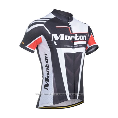 2014 Maillot Cyclisme Monton Noir Blanc Manches Courtes et Cuissard