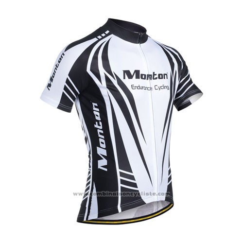 2014 Maillot Cyclisme Monton Noir et Blanc Manches Courtes et Cuissard