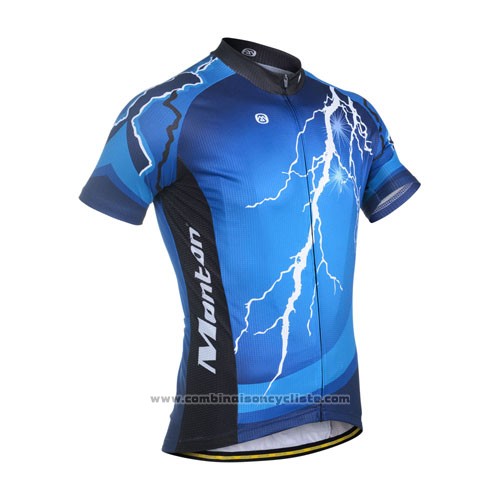2014 Maillot Cyclisme Monton Noir et Bleu Manches Courtes et Cuissard