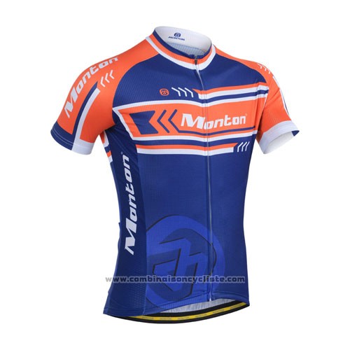 2014 Maillot Cyclisme Monton Orange et Bleu Manches Courtes et Cuissard