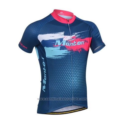 2014 Maillot Cyclisme Monton Rouge et Bleu Manches Courtes et Cuissard