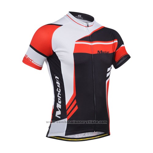 2014 Maillot Cyclisme Monton Rouge et Noir Manches Courtes et Cuissard
