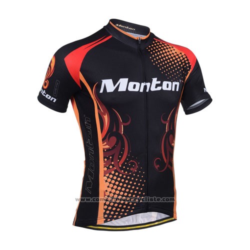 2014 Maillot Cyclisme Monton Rouge et Orange Manches Courtes et Cuissard