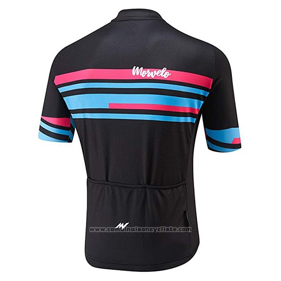 2018 Maillot Cyclisme Morvelo Noir et Bleu Manches Courtes et Cuissard