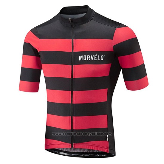 2018 Maillot Cyclisme Morvelo Noir et Rouge Manches Courtes et Cuissard