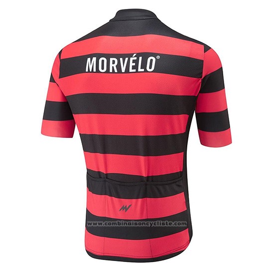 2018 Maillot Cyclisme Morvelo Noir et Rouge Manches Courtes et Cuissard