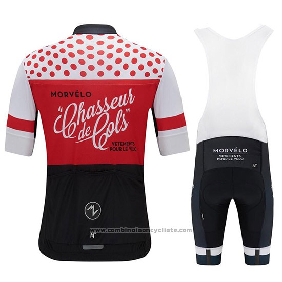 2018 Maillot Cyclisme Morvelo Rouge et Noir Manches Courtes et Cuissard