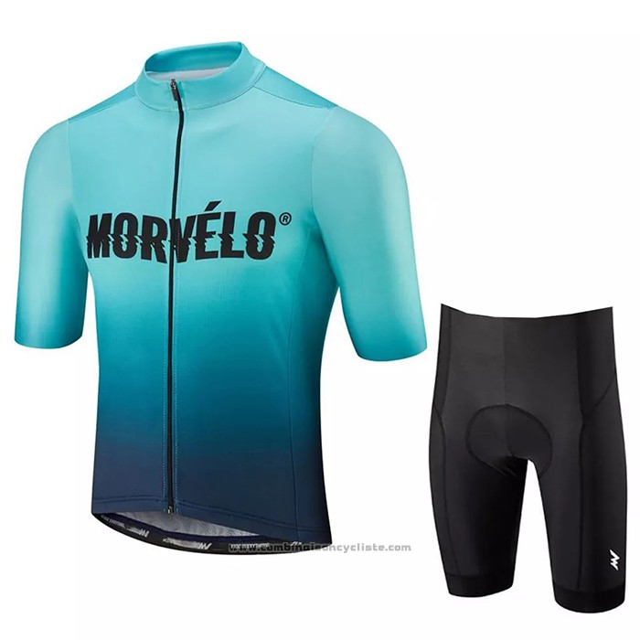 2020 Maillot Cyclisme Morvelo Bleu Clair Manches Courtes et Cuissard