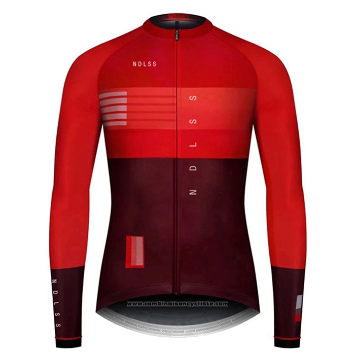 2020 Maillot Cyclisme NDLSS Fonce Rouge Manches Longues et Cuissard