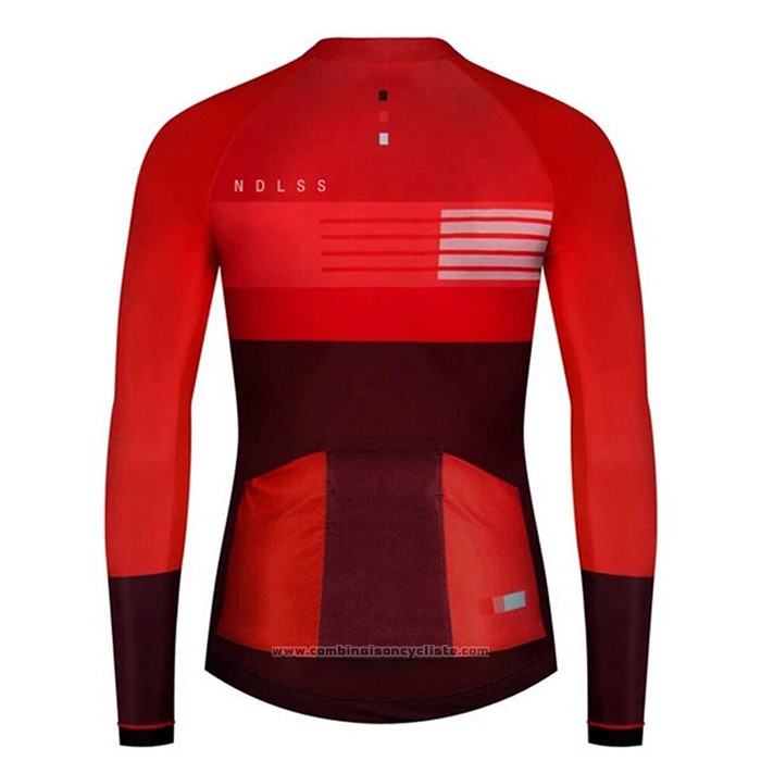 2020 Maillot Cyclisme NDLSS Fonce Rouge Manches Longues et Cuissard