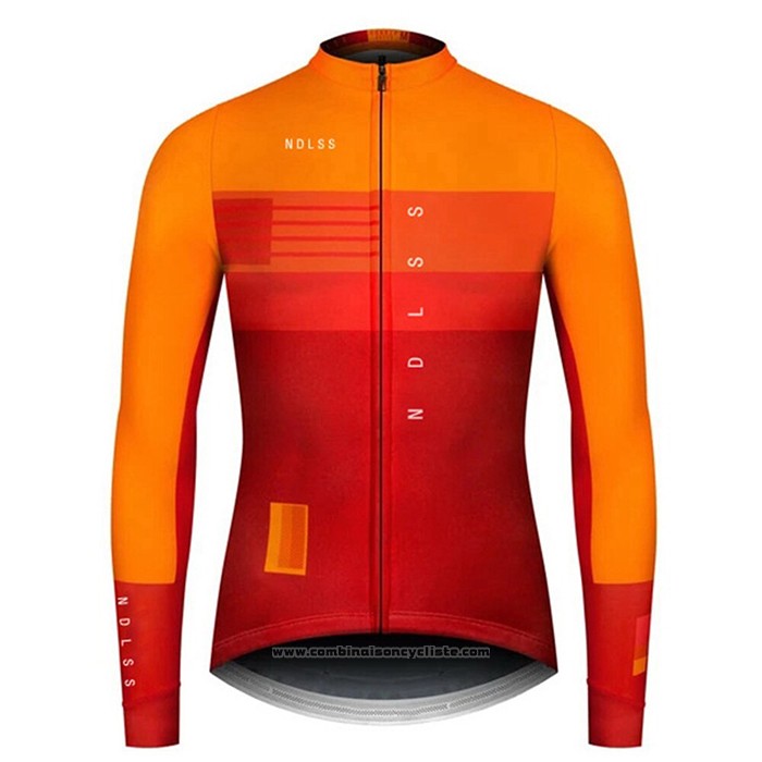 2020 Maillot Cyclisme NDLSS Jaune Orange Manches Longues et Cuissard