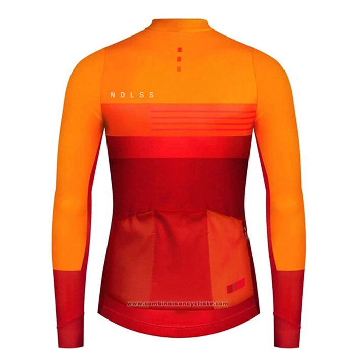 2020 Maillot Cyclisme NDLSS Jaune Orange Manches Longues et Cuissard