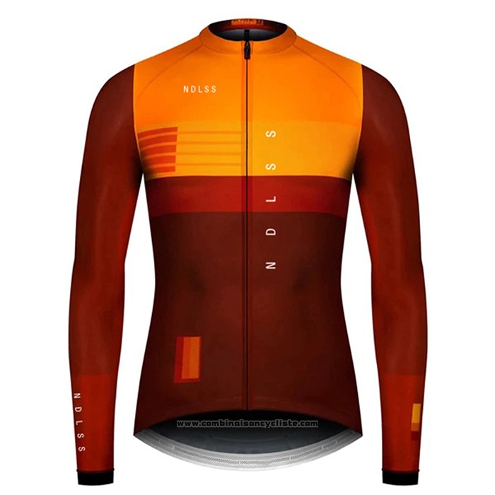 2020 Maillot Cyclisme NDLSS Marron Jaune Manches Longues et Cuissard