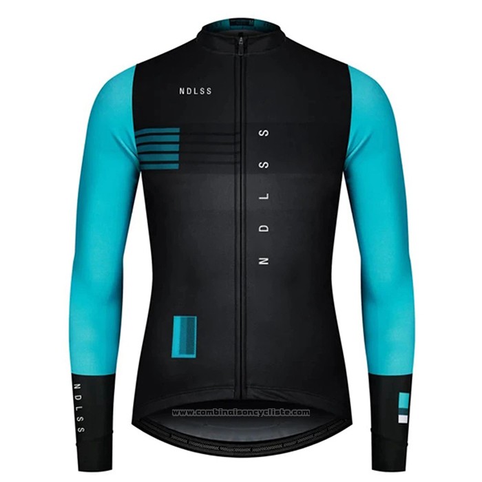 2020 Maillot Cyclisme NDLSS Noir Bleu Clair Manches Longues et Cuissard