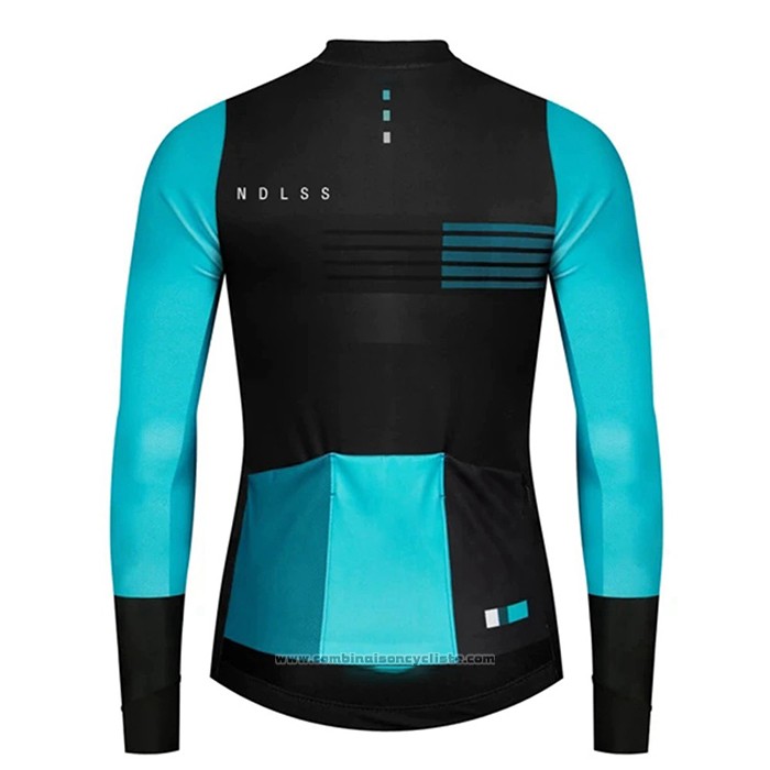 2020 Maillot Cyclisme NDLSS Noir Bleu Clair Manches Longues et Cuissard