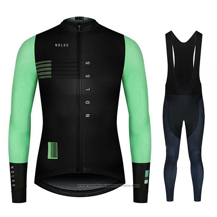 2020 Maillot Cyclisme NDLSS Noir Vert Manches Longues et Cuissard