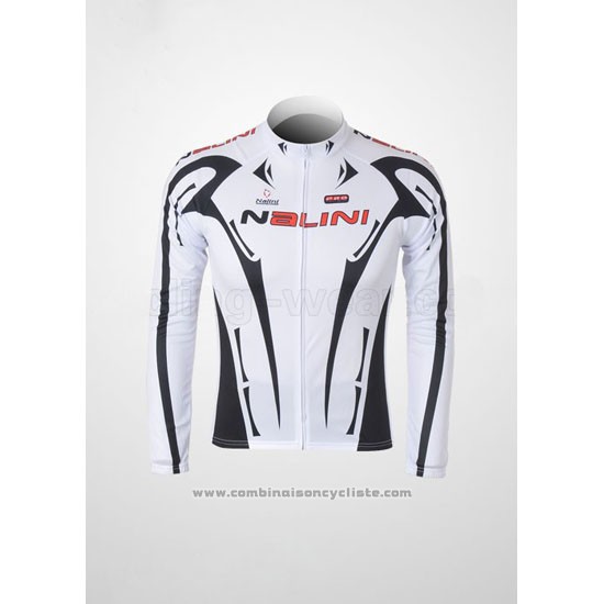 2010 Maillot Cyclisme Nalini Noir et Blanc Manches Longues et Cuissard