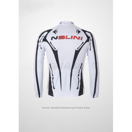 2010 Maillot Cyclisme Nalini Noir et Blanc Manches Longues et Cuissard
