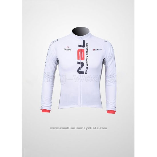 2012 Maillot Cyclisme Nalini Blanc et Noir Manches Longues et Cuissard