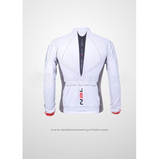 2012 Maillot Cyclisme Nalini Blanc et Noir Manches Longues et Cuissard