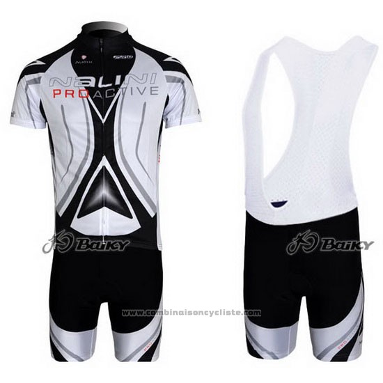 2012 Maillot Cyclisme Nalini Gris et Blanc Manches Courtes et Cuissard
