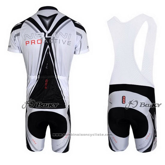 2012 Maillot Cyclisme Nalini Gris et Blanc Manches Courtes et Cuissard