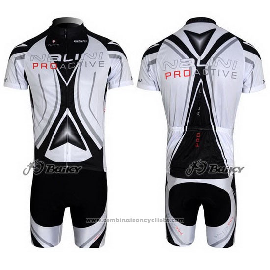 2012 Maillot Cyclisme Nalini Gris et Blanc Manches Courtes et Cuissard