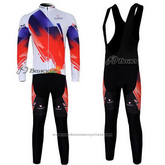 2012 Maillot Cyclisme Nalini Rouge et Blanc Manches Longues et Cuissard