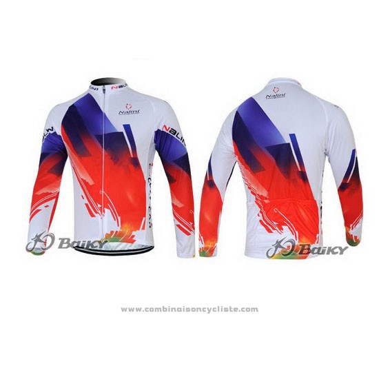 2012 Maillot Cyclisme Nalini Rouge et Blanc Manches Longues et Cuissard