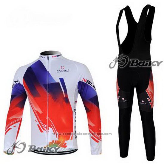 2012 Maillot Cyclisme Nalini Rouge et Blanc Manches Longues et Cuissard