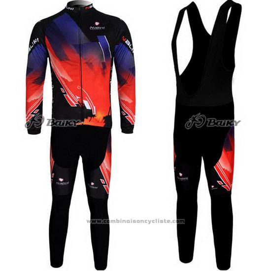 2012 Maillot Cyclisme Nalini Rouge et Noir Manches Longues et Cuissard