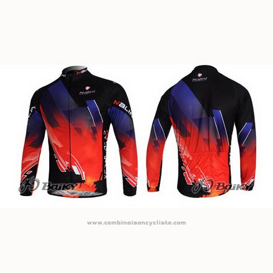 2012 Maillot Cyclisme Nalini Rouge et Noir Manches Longues et Cuissard