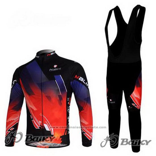 2012 Maillot Cyclisme Nalini Rouge et Noir Manches Longues et Cuissard