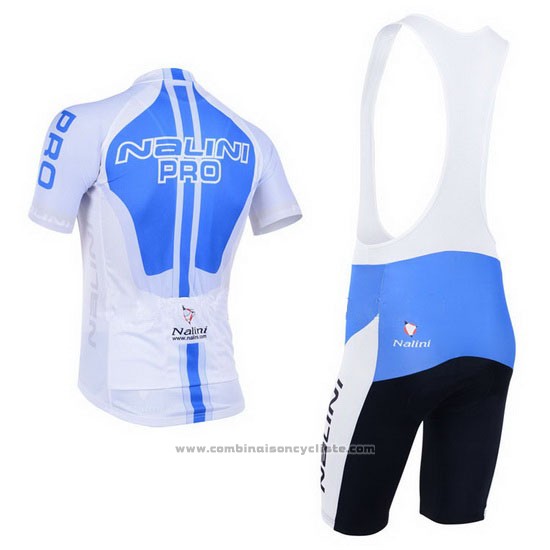 2013 Maillot Cyclisme Nalini Azur et Blanc Manches Courtes et Cuissard